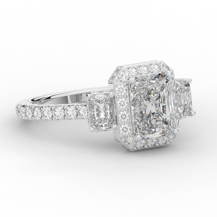 3.20CT.TW RADIANT LAB DIAMOND 3 STONE ENGAGEMENT RING - Nazarelle