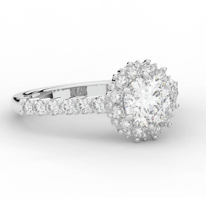 1.60CT.TW ROUND LAB DIAMOND HALO ENGAGEMENT RING - Nazarelle