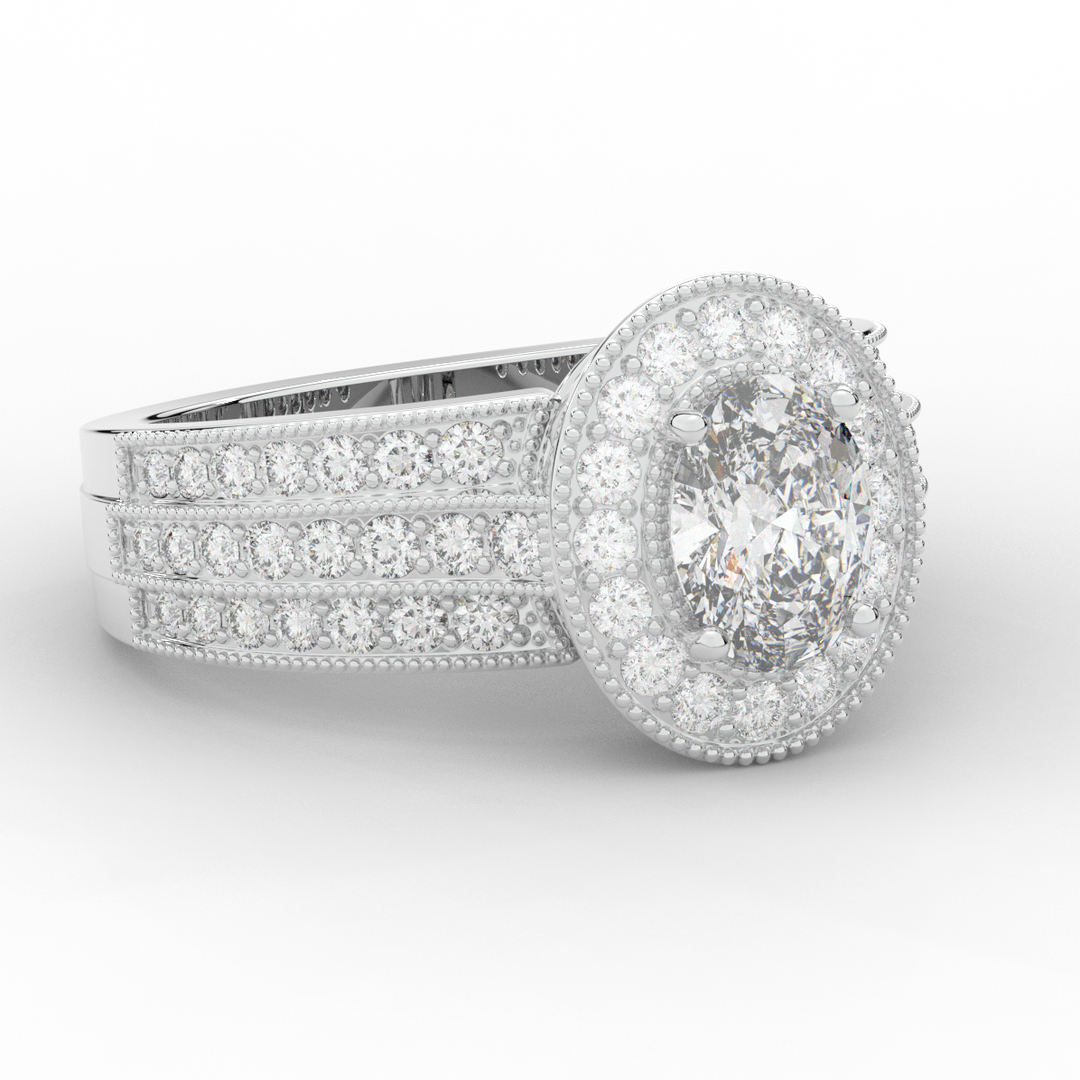 1.80CT.TW OVAL LAB DIAMOND HALO ENGAGEMENT RING - Nazarelle