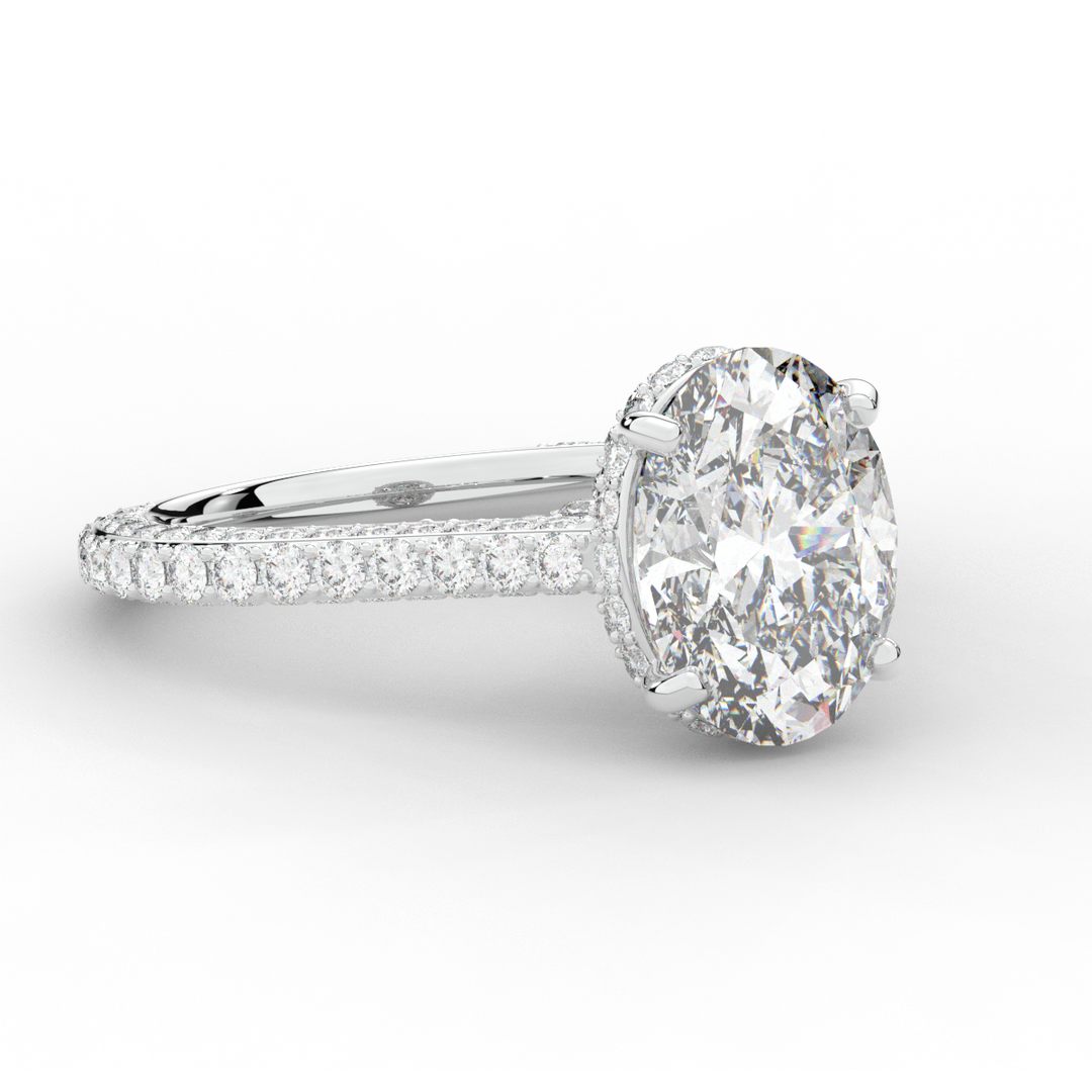 4.00CT.TW OVAL LAB DIAMOND UNDERHALO SOLITAIRE ENGAGEMENT RING - Nazarelle
