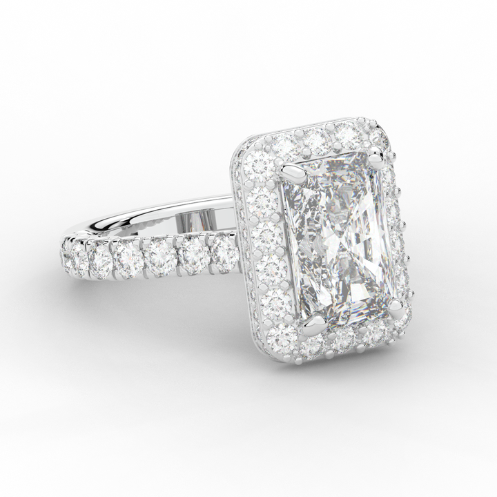 4.50CT.TW RADIANT LAB DIAMOND HALO ENGAGEMENT RING - Nazarelle