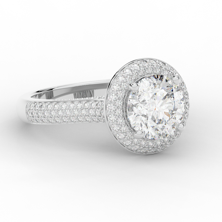 2.45CT.TW ROUND LAB DIAMOND HALO ENGAGEMENT RING - Nazarelle