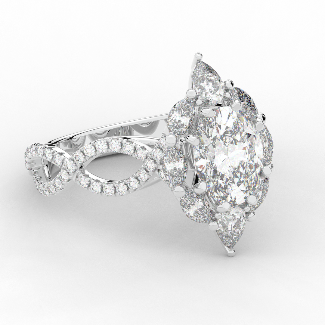 3.00CT.TW OVAL LAB DIAMOND HALO ENGAGEMENT RING - Nazarelle