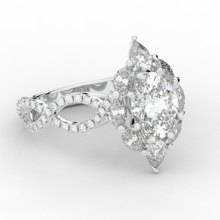 3.00CT.TW OVAL LAB DIAMOND HALO ENGAGEMENT RING - Nazarelle