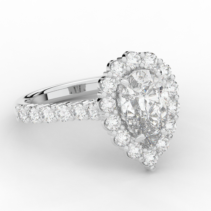 3.10CT.TW PEAR LAB DIAMOND HALO ENGAGEMENT RING - Nazarelle