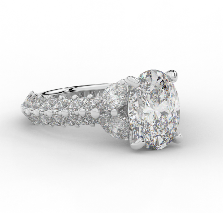 5.25CT.TW OVAL LAB DIAMOND HALO ENGAGEMENT RING - Nazarelle