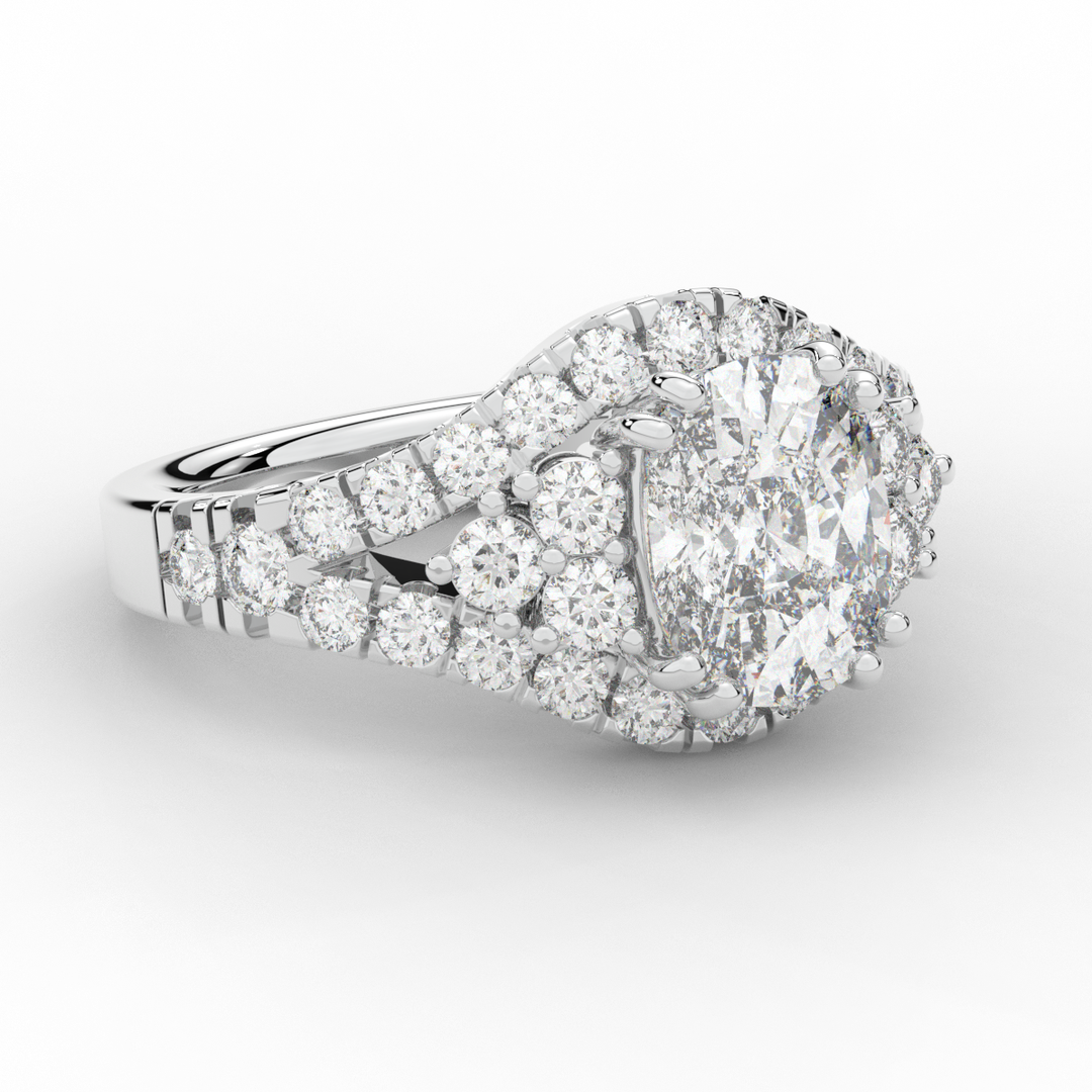 3.10CT.TW CUSHION LAB DIAMOND HALO ENGAGEMENT RING - Nazarelle