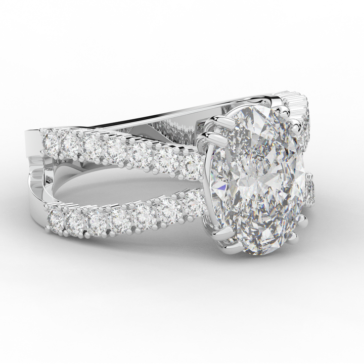 3.75CT.TW OVAL LAB DIAMOND SPLIT BAND ENGAGEMENT RING