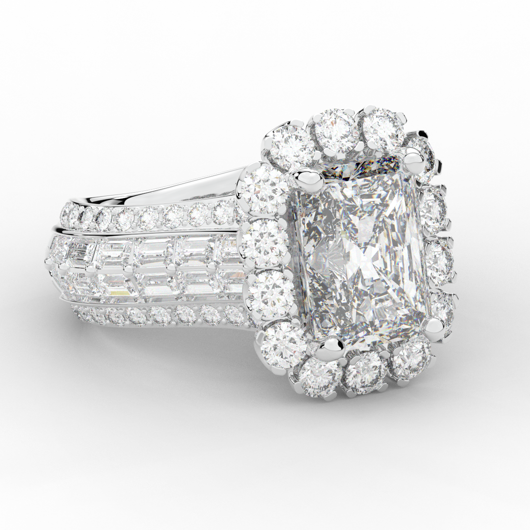 8.00CT.TW RADIANT LAB DIAMOND HALO ENGAGEMENT RING - Nazarelle