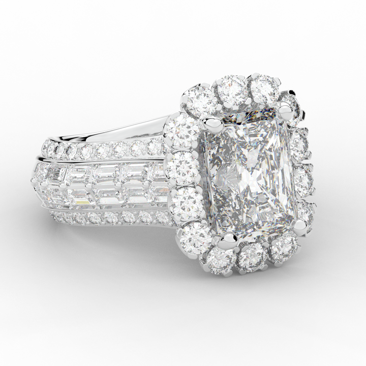 8.00CT.TW RADIANT LAB DIAMOND HALO ENGAGEMENT RING - Nazarelle