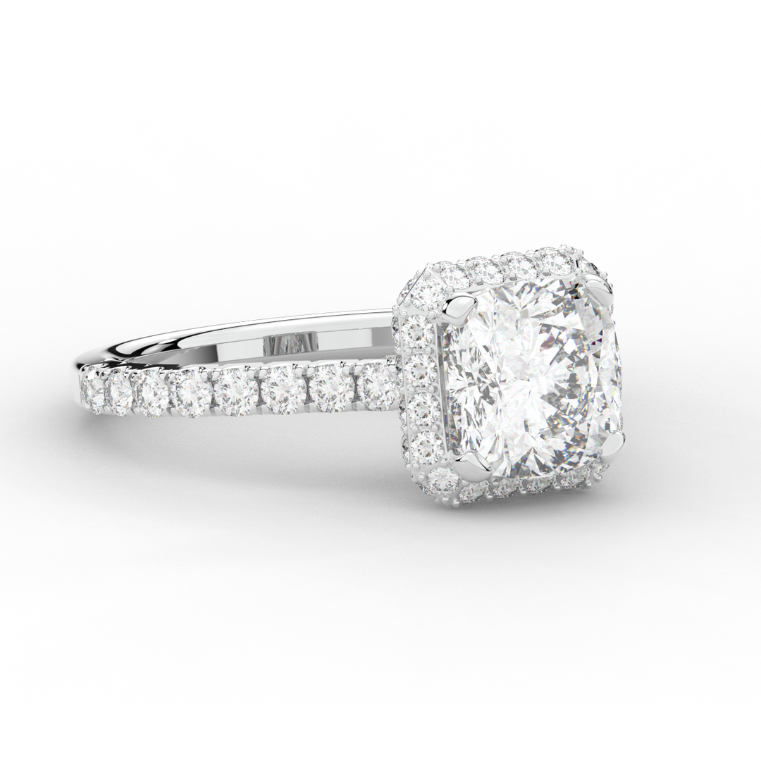 2.75CT.TW CUSHION LAB DIAMOND HALO ENGAGEMENT RING - Nazarelle