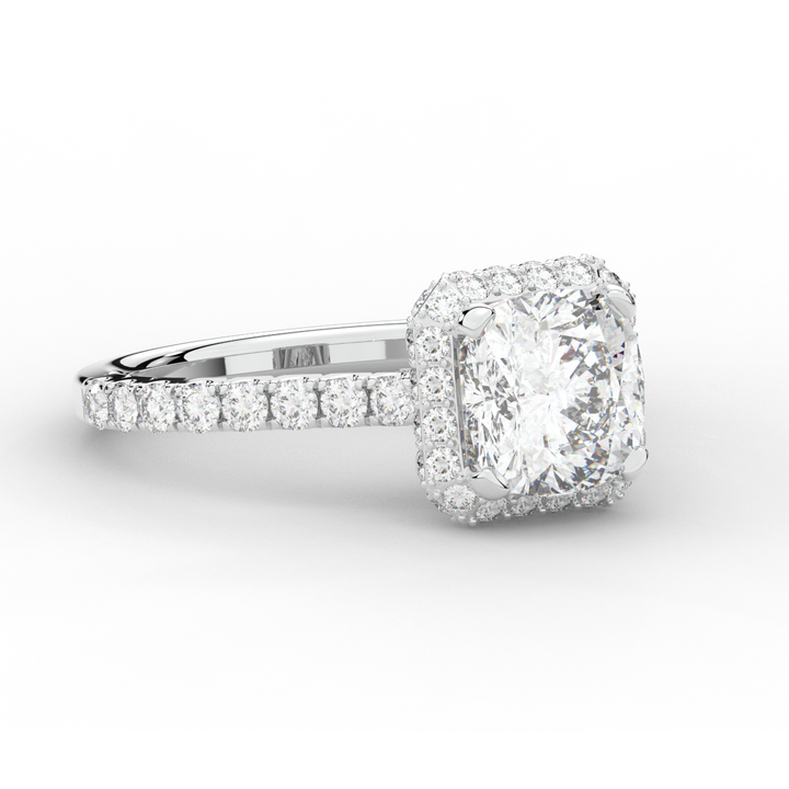 2.75CT.TW CUSHION LAB DIAMOND HALO ENGAGEMENT RING - Nazarelle