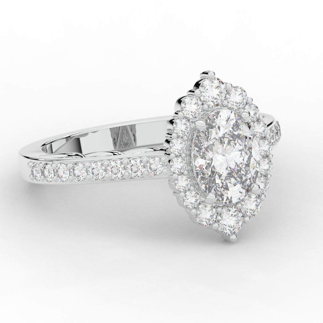 1.75CT.TW OVAL LAB DIAMOND HALO ENGAGEMENT RING - Nazarelle