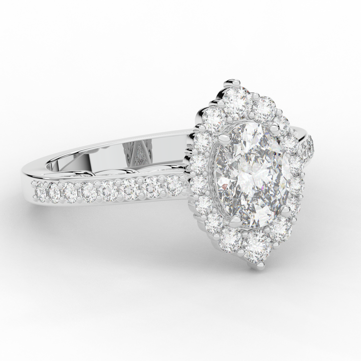 1.75CT.TW OVAL LAB DIAMOND HALO ENGAGEMENT RING - Nazarelle