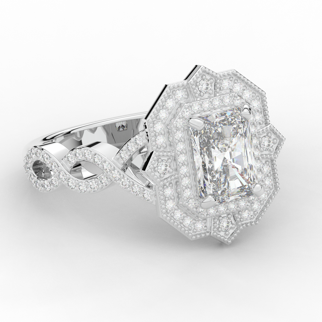 1.90CT.TW RADIANT LAB DIAMOND HALO ENGAGEMENT RING - Nazarelle