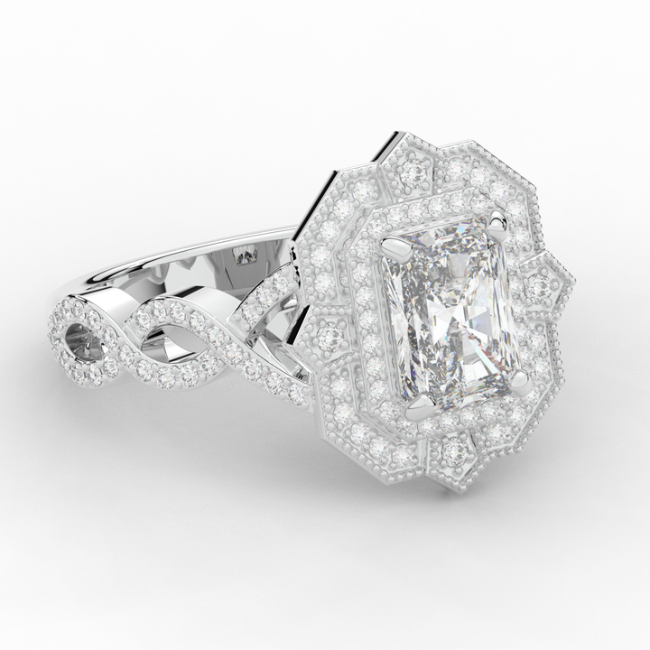 1.90CT.TW RADIANT LAB DIAMOND HALO ENGAGEMENT RING - Nazarelle