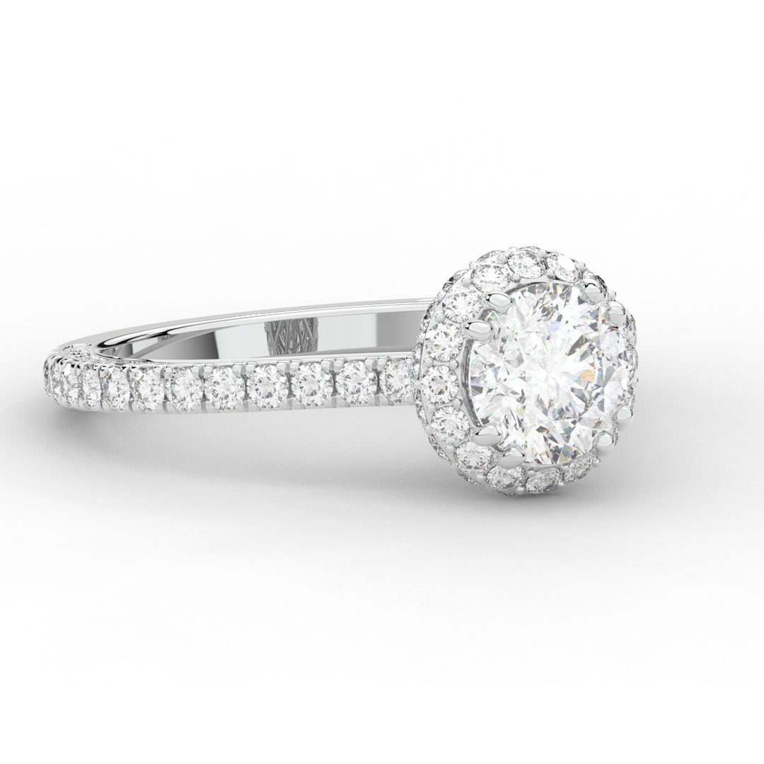 1.90CT.TW ROUND LAB DIAMOND HALO ENGAGEMENT RING - Nazarelle