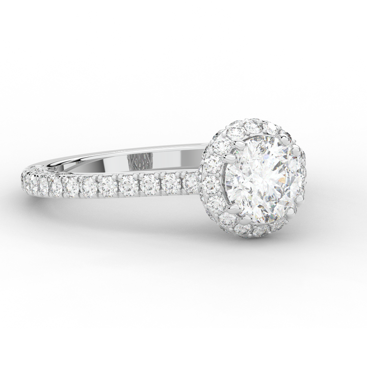 1.90CT.TW ROUND LAB DIAMOND HALO ENGAGEMENT RING - Nazarelle