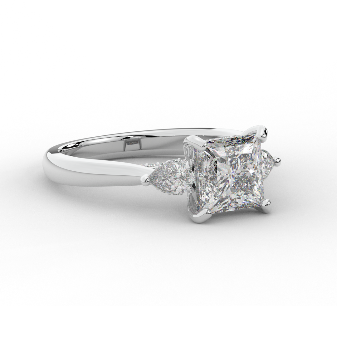 2.40CT.TW PRINCESS LAB DIAMOND 3 STONE ENGAGEMENT RING - Nazarelle