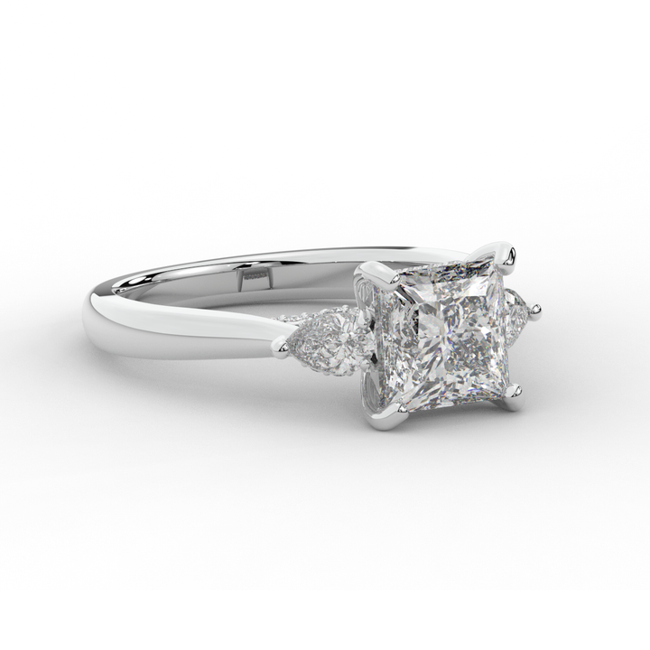 2.40CT.TW PRINCESS LAB DIAMOND 3 STONE ENGAGEMENT RING - Nazarelle