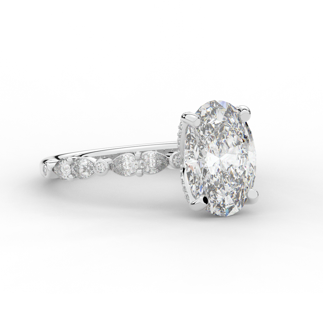 3.60CT.TW OVAL LAB DIAMOND SOLITAIRE ENGAGEMENT RING - Nazarelle
