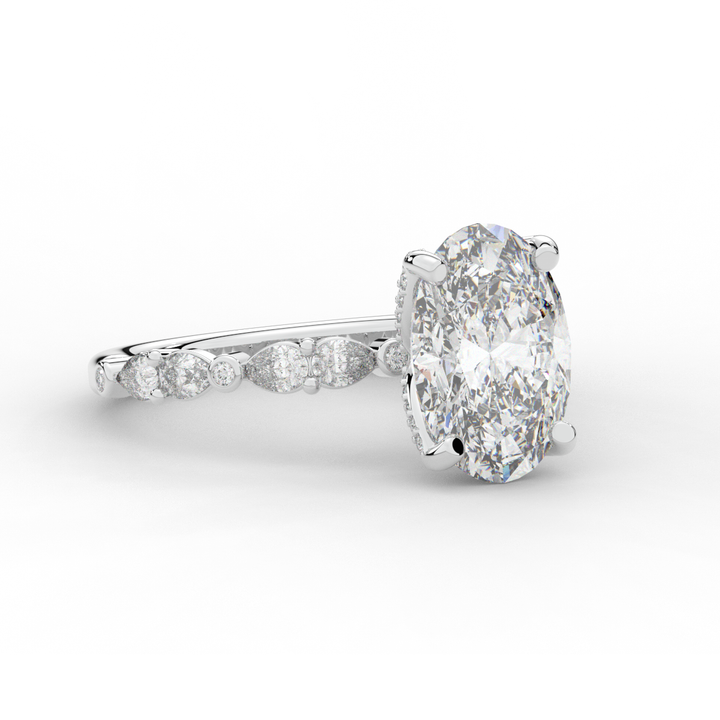 3.60CT.TW OVAL LAB DIAMOND SOLITAIRE ENGAGEMENT RING - Nazarelle
