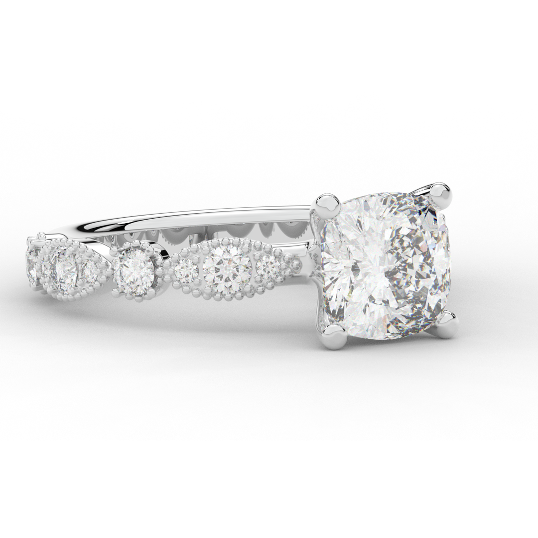 2.50CT.TW CUSHION LAB DIAMOND SOLITAIRE ENGAGEMENT RING - Nazarelle