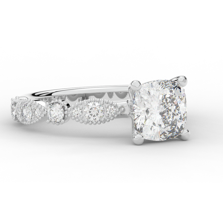 2.50CT.TW CUSHION LAB DIAMOND SOLITAIRE ENGAGEMENT RING - Nazarelle