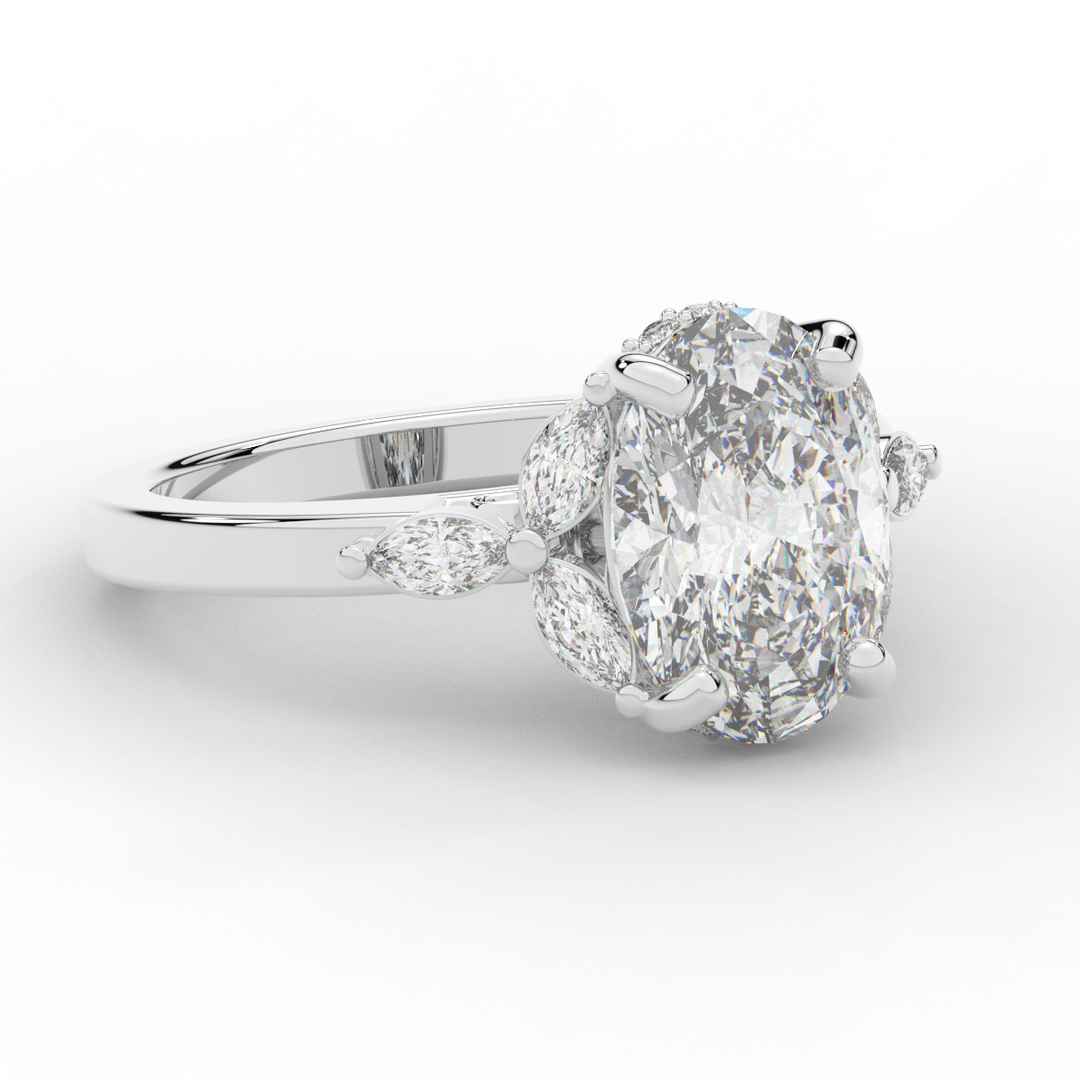 2.85CT.TW OVAL LAB DIAMOND ENGAGEMENT RING - Nazarelle