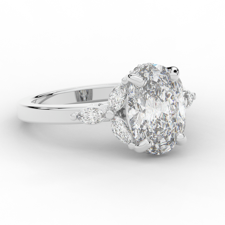 2.85CT.TW OVAL LAB DIAMOND ENGAGEMENT RING - Nazarelle