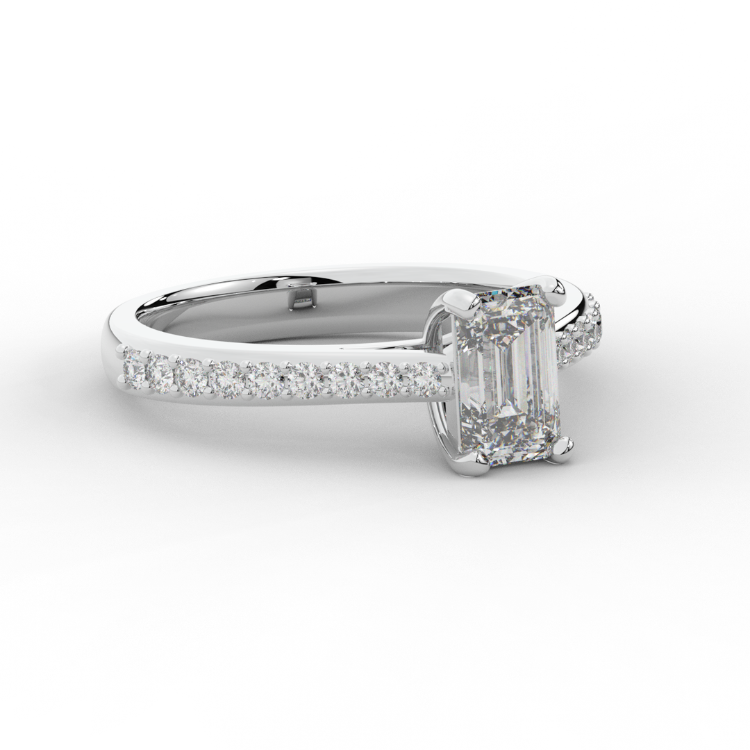 1.25CT.TW EMERALD CUT LAB DIAMOND SOLITAIRE ENGAGEMENT RING - Nazarelle