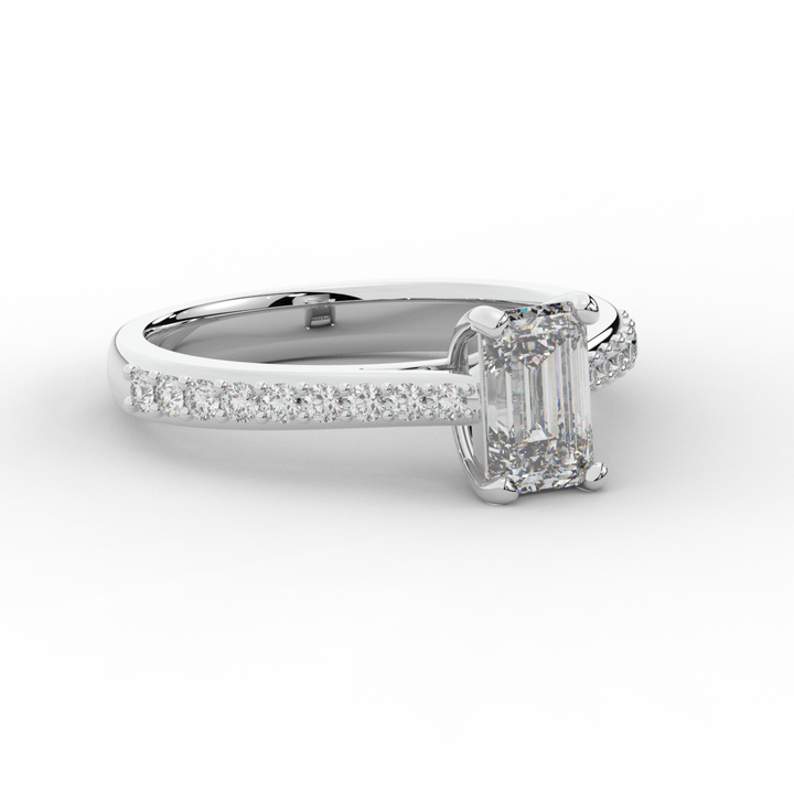 1.25CT.TW EMERALD CUT LAB DIAMOND SOLITAIRE ENGAGEMENT RING - Nazarelle