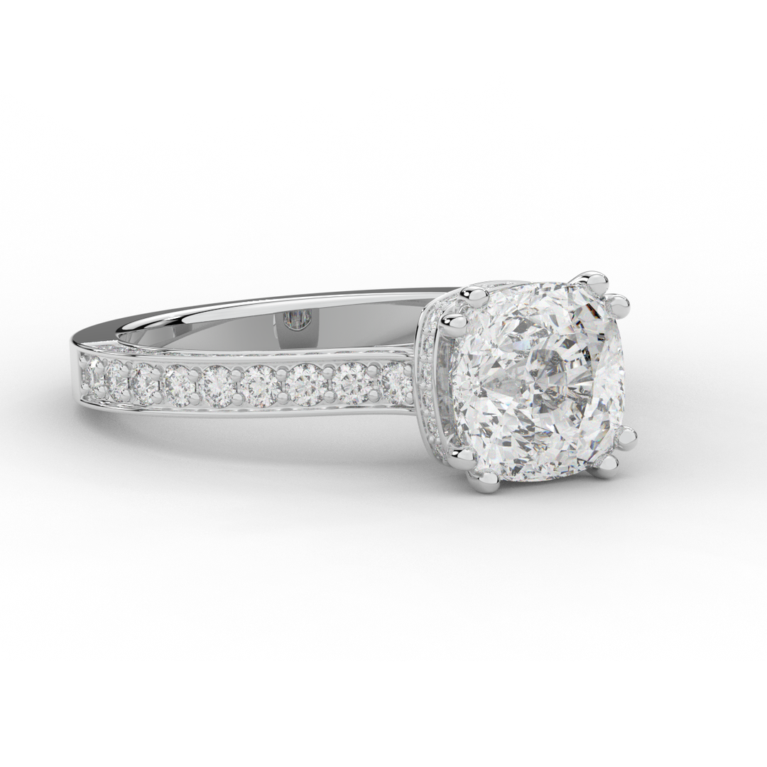 2.60CT.TW CUSHION LAB DIAMOND SOLITAIRE ENGAGEMENT RING - Nazarelle