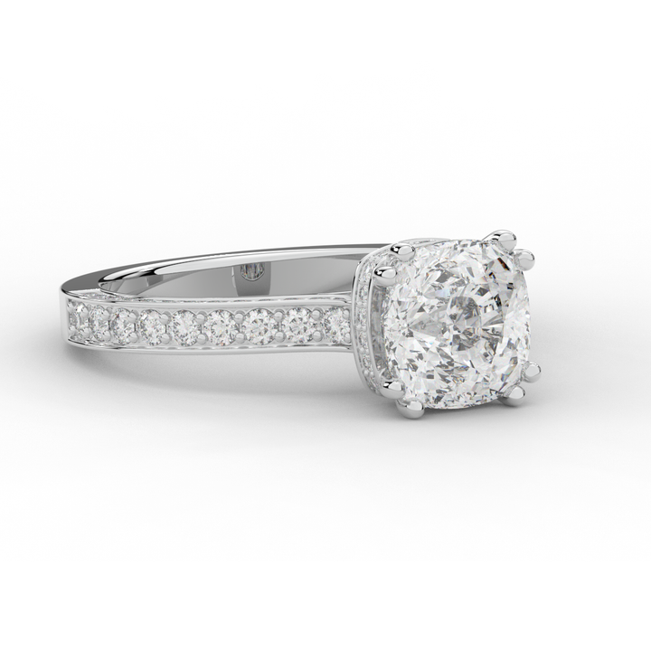 2.60CT.TW CUSHION LAB DIAMOND SOLITAIRE ENGAGEMENT RING - Nazarelle