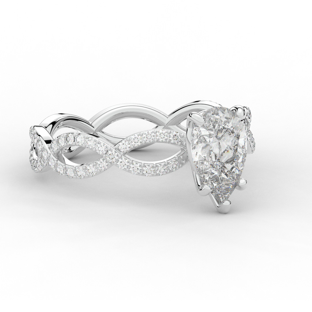1.30CT.TW PEAR LAB DIAMOND TWIST BAND ENGAGEMENT RING - Nazarelle