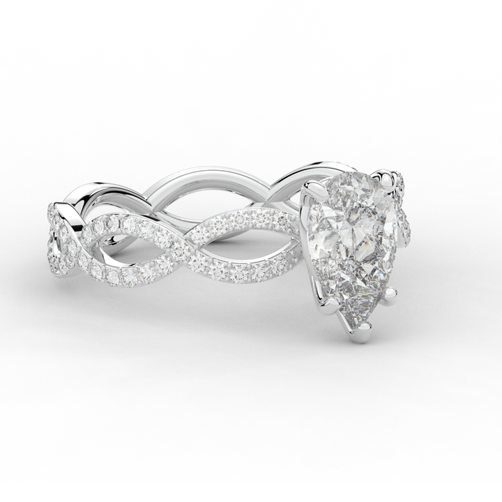 1.30CT.TW PEAR LAB DIAMOND TWIST BAND ENGAGEMENT RING - Nazarelle
