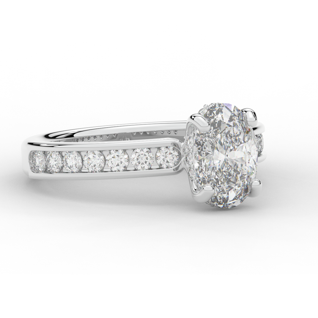 1.95CT.TW OVAL LAB DIAMOND UNDERHALO ENGAGEMENT RING - Nazarelle