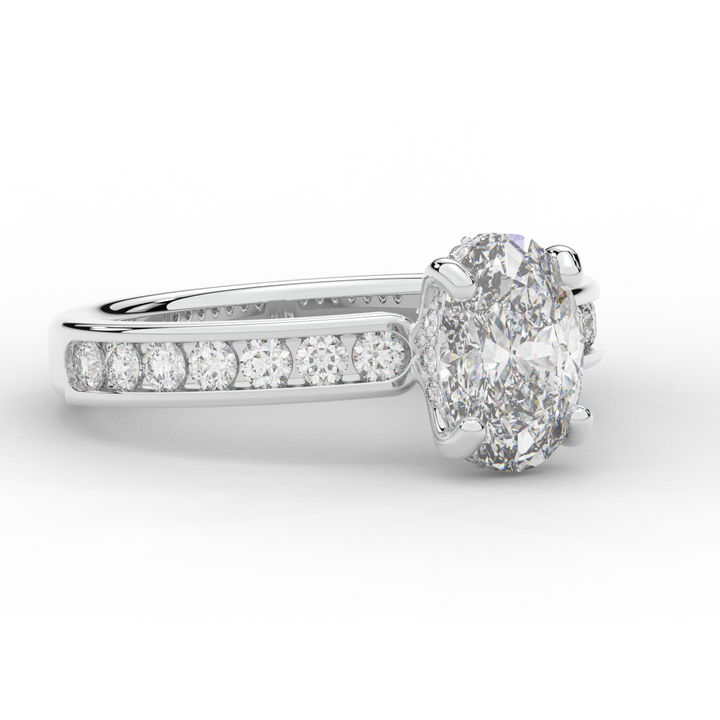 1.95CT.TW OVAL LAB DIAMOND UNDERHALO ENGAGEMENT RING - Nazarelle