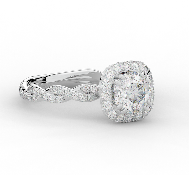 1.55CT.TW ROUND LAB DIAMOND HALO TWIST ENGAGEMENT RING - Nazarelle
