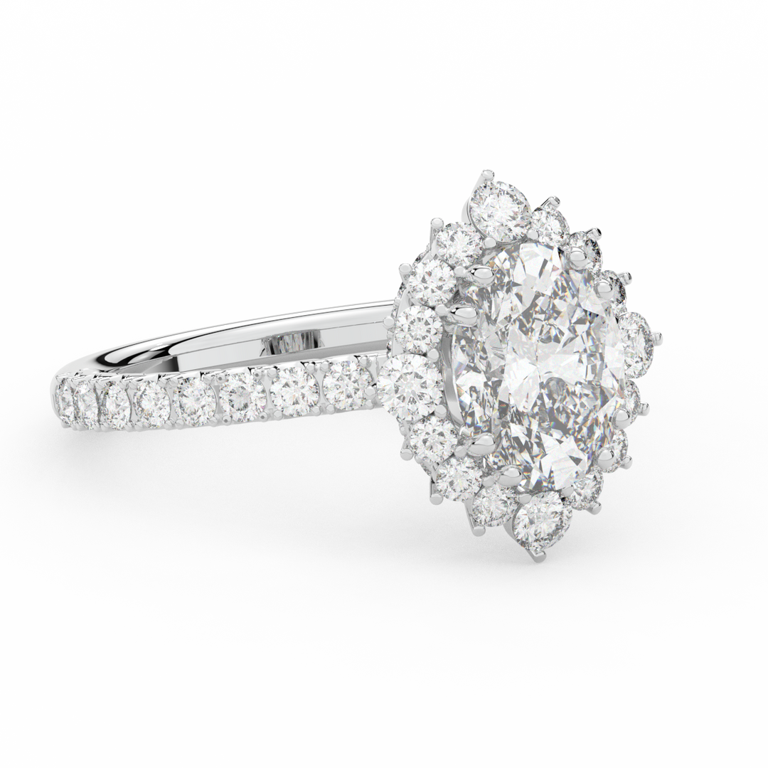 2.80CT.TW OVAL LAB DIAMOND HALO ENGAGEMENT RING - Nazarelle
