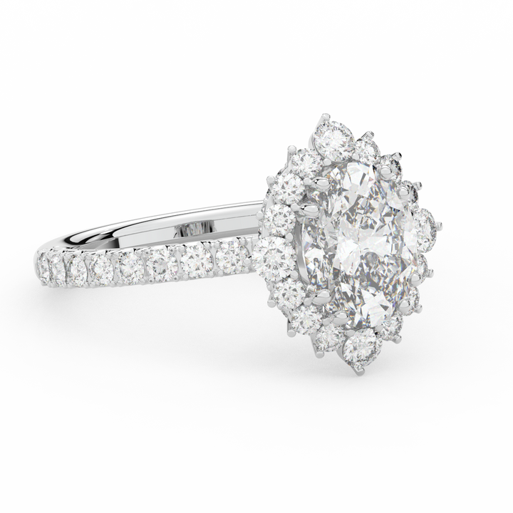 2.80CT.TW OVAL LAB DIAMOND HALO ENGAGEMENT RING - Nazarelle