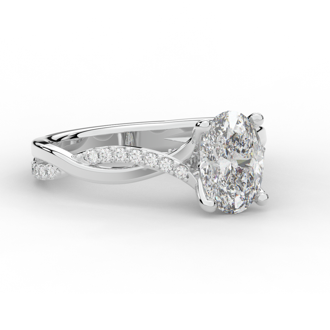 1.70CT.TW OVAL LAB DIAMOND TWIST BAND ENGAGEMENT RING - Nazarelle