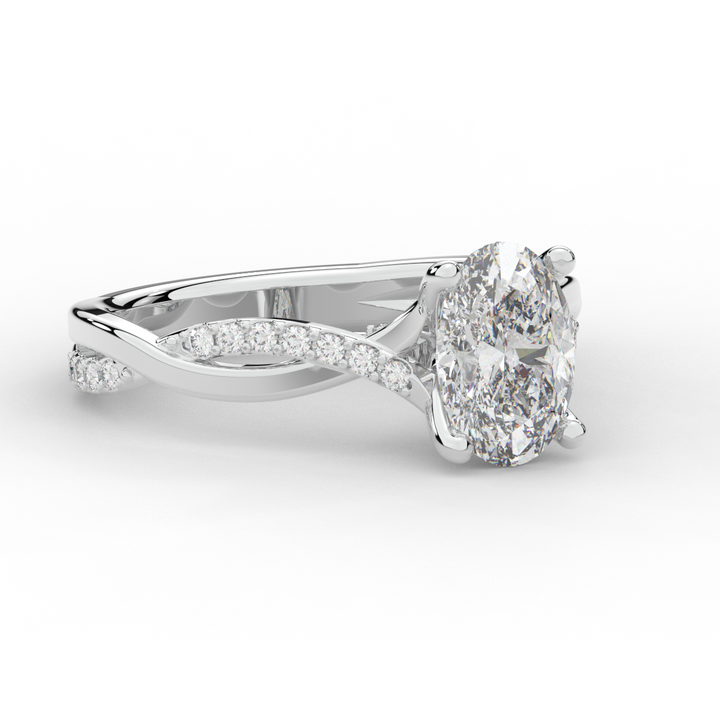 1.70CT.TW OVAL LAB DIAMOND TWIST BAND ENGAGEMENT RING - Nazarelle