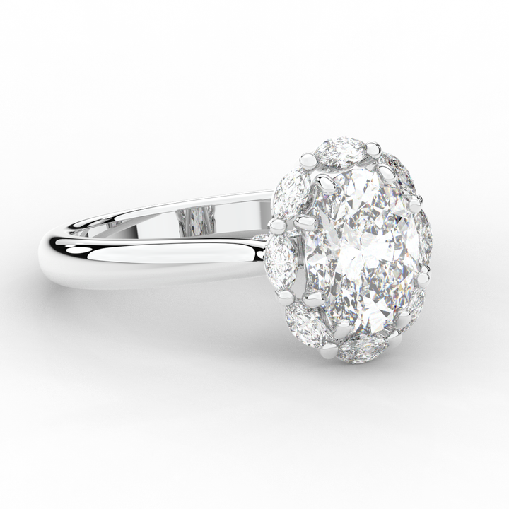 1.90CT.TW OVAL LAB DIAMOND HALO ENGAGEMENT RING - Nazarelle