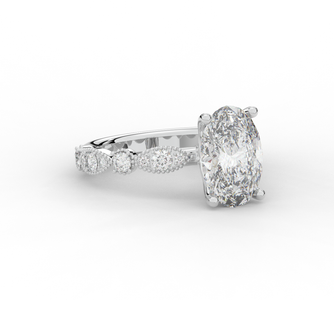 3.50CT.TW OVAL LAB DIAMOND SOLITAIRE ENGAGEMENT RING - Nazarelle
