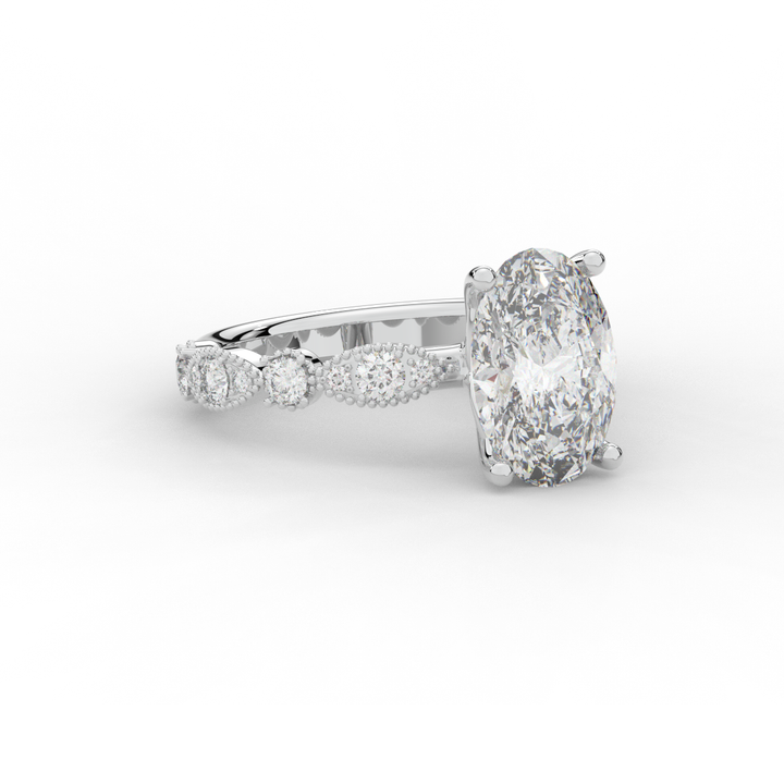 3.50CT.TW OVAL LAB DIAMOND SOLITAIRE ENGAGEMENT RING - Nazarelle