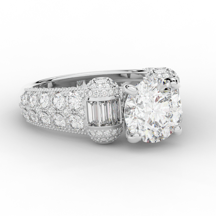 4.75CT.TW ROUND LAB DIAMOND ENGAGEMENT RING - Nazarelle