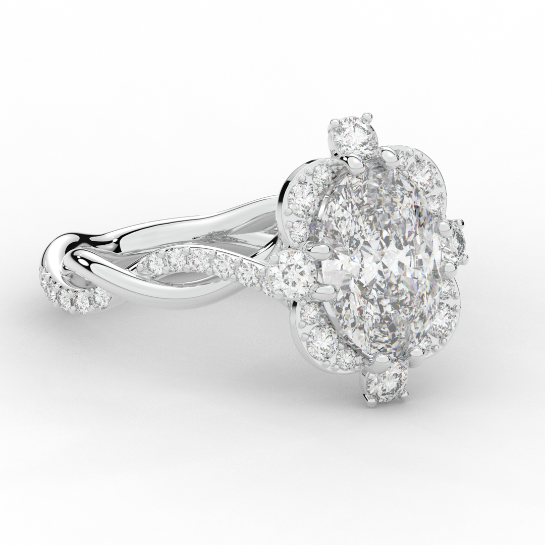 2.70CT.TW OVAL LAB DIAMOND HALO ENGAGEMENT RING - Nazarelle