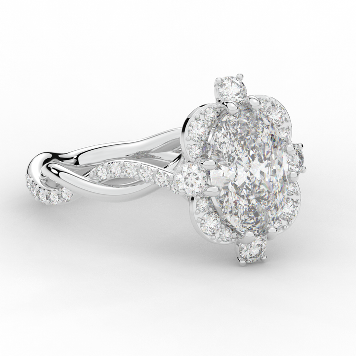 2.70CT.TW OVAL LAB DIAMOND HALO ENGAGEMENT RING - Nazarelle