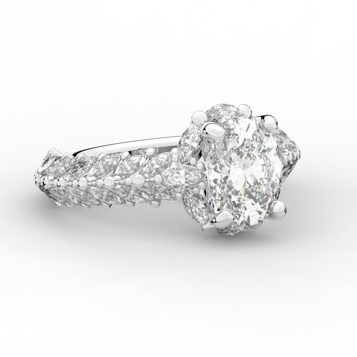 3.10CT.TW OVAL LAB DIAMOND HALO ENGAGEMENT RING - Nazarelle